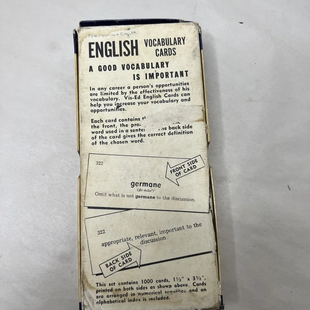 Vintage English Vocabulary Cards - Vis-Ed